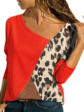 Load image into Gallery viewer, Stitching Contrast Color Round Neck Long Sleeve Casual T-shirt Ladies Top