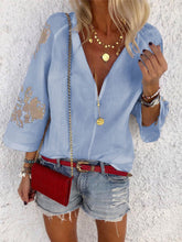 Load image into Gallery viewer, Fashionable Solid Color V Leader Print Wild Shirt