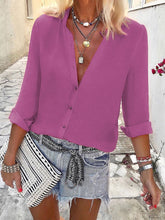 Load image into Gallery viewer, Casual Solid Color V-neck Wild Shirt