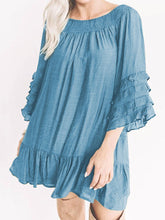 Load image into Gallery viewer, Round Neck Ruffled Casual T-shirt