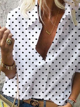 Load image into Gallery viewer, Dot Printed V-neck Long-sleeved Shirt