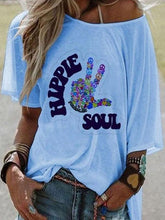 Load image into Gallery viewer, Boat Collar Casual Print T-shirt