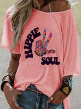 Load image into Gallery viewer, Boat Collar Casual Print T-shirt