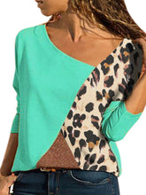 Load image into Gallery viewer, Stitching Contrast Color Round Neck Long Sleeve Casual T-shirt Ladies Top