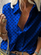 Load image into Gallery viewer, Dot Printed V-neck Long-sleeved Shirt