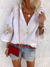 Load image into Gallery viewer, Fashionable Solid Color V Leader Print Wild Shirt