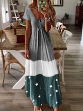 Load image into Gallery viewer, Casual Color Block Tunic V-Neckline Shift Dress