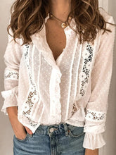 Load image into Gallery viewer, Casual Lace Long Sleeve Loose Shirt