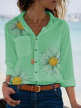 Load image into Gallery viewer, Fashion Casual Daisy Printed Long Sleeve Printed Shirt Top