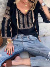 Load image into Gallery viewer, Fashion Lapel Bohemian Printed Long-sleeved Shirt