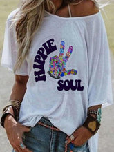 Load image into Gallery viewer, Boat Collar Casual Print T-shirt