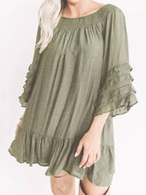 Load image into Gallery viewer, Round Neck Ruffled Casual T-shirt