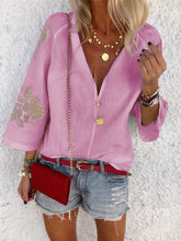 Load image into Gallery viewer, Fashionable Solid Color V Leader Print Wild Shirt