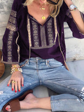 Load image into Gallery viewer, Fashion Lapel Bohemian Printed Long-sleeved Shirt