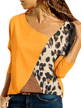 Load image into Gallery viewer, Stitching Contrast Color Round Neck Long Sleeve Casual T-shirt Ladies Top