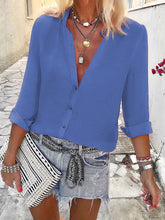 Load image into Gallery viewer, Casual Solid Color V-neck Wild Shirt