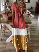 Load image into Gallery viewer, Casual Color Block Tunic V-Neckline Shift Dress