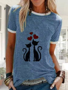 Casual Printed Round Neck Short Sleeve T-Shirt