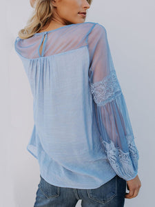 Loose Casual Linen-like Long-sleeved T-shirt