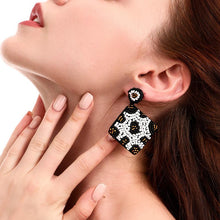 Load image into Gallery viewer, Handmade Beaded Animal Print Square Shaped Earrings
