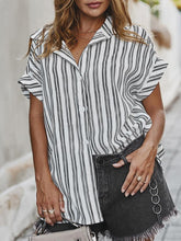 Load image into Gallery viewer, Striped Explosive Spring and Summer Short-sleeved Blouse Loose Shirt
