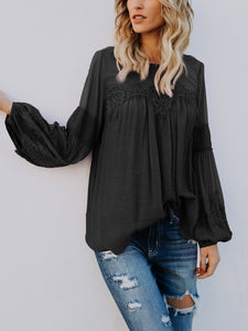 Loose Casual Linen-like Long-sleeved T-shirt