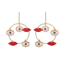 Load image into Gallery viewer, Multiple Devil&#39;s Eyes Large Circle Earrings
