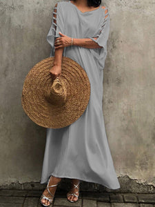 Casual Loose Hollow Out Short Sleeve Maxi Dress