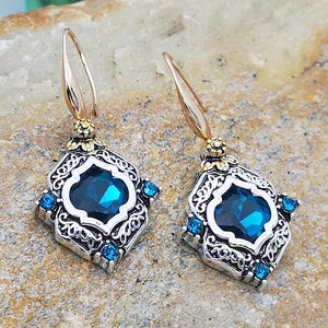 Konglan Crystal Engraved Color Separation Earrings