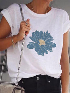 Fashion Casual Daisy Print T-shirt Top