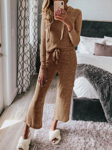 Simple Solid Color Long Sleeve Casual Two-piece Suit