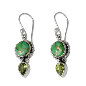 Fashion Vintage Thai Silver Green Dragon Crystal Earrings