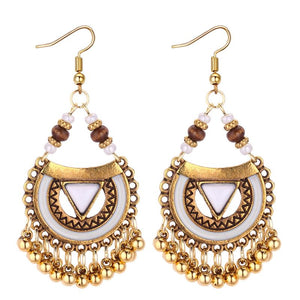 Vintage Ethnic Style Ring Metal Ball Tassel Earrings