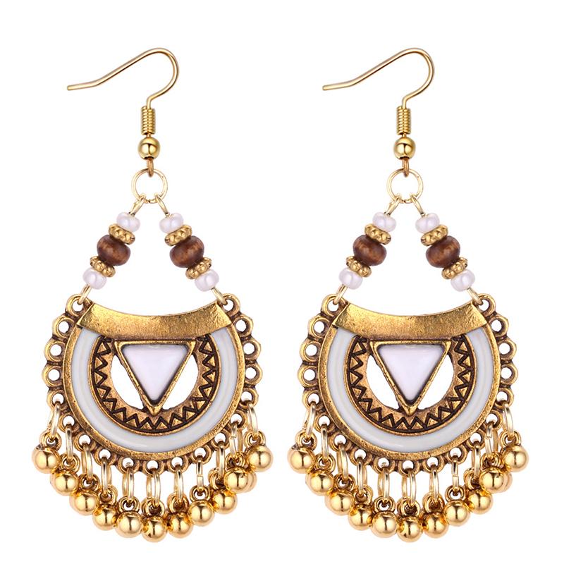 Vintage Ethnic Style Ring Metal Ball Tassel Earrings