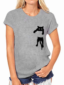 Fashion Casual Kitten Print Top