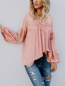 Loose Casual Linen-like Long-sleeved T-shirt