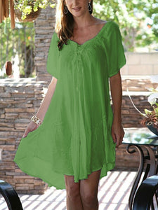 Fashion Casual Short Sleeve V-neck Dress