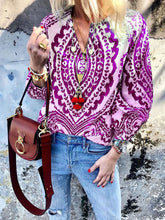 Load image into Gallery viewer, Stylish Bohemian Printed V-neck Shirt
