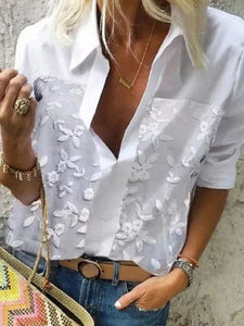 Casual Embroidered Loose Shirt