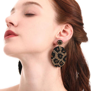 Handmade Beaded Animal Print Earrings