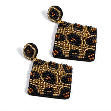 Load image into Gallery viewer, Handmade Beaded Animal Print Square Shaped Earrings
