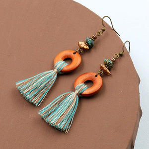 Vintage Tassel Round Alloy Earrings