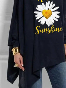 Fashion Casual Chrysanthemum Printed Long-sleeved T-shirt Top