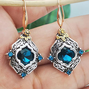 Konglan Crystal Engraved Color Separation Earrings