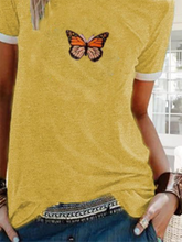 Load image into Gallery viewer, Fashion Casual Butterfly Short Sleeve Printed T-shirt Top
