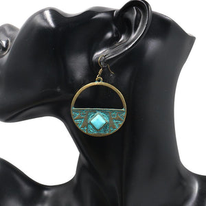 Circle Turquoise Alloy Earrings