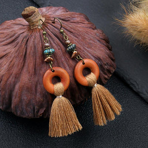 Vintage Tassel Round Alloy Earrings