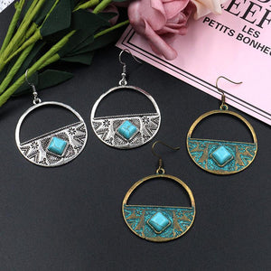 Circle Turquoise Alloy Earrings