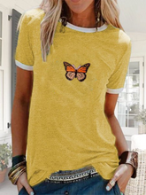 Load image into Gallery viewer, Fashion Casual Butterfly Short Sleeve Printed T-shirt Top
