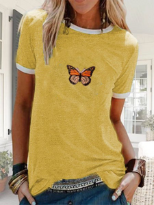 Fashion Casual Butterfly Short Sleeve Printed T-shirt Top